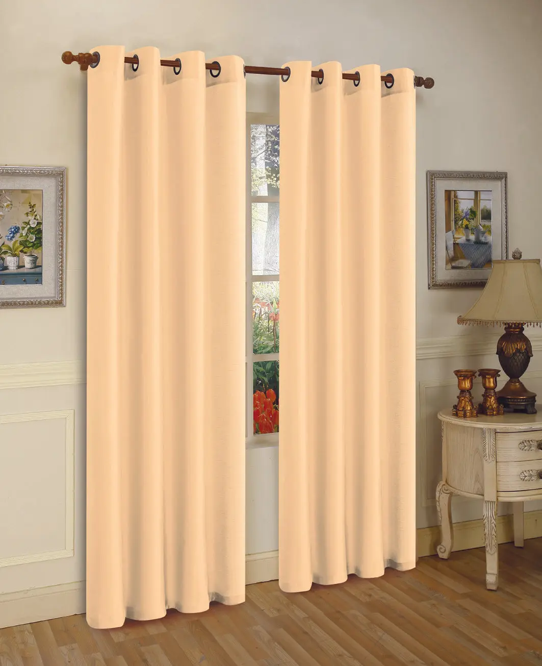 J&V TEXTILES 2 Panels Solid Grommet Faux Silk Window Curtain Drapes Treatment in 84" Length, Grommet Curtains, Any Room