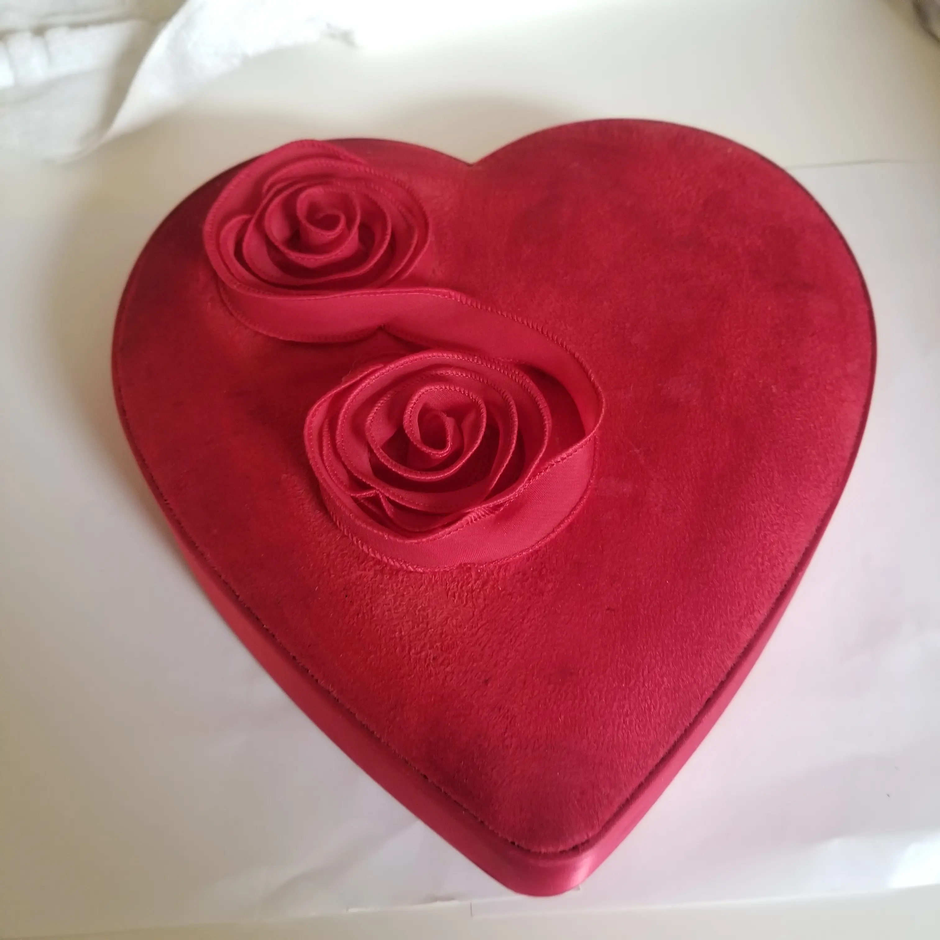 Red Godiva Valentine Heart Box with Satin Base and Rose Petal  Accent