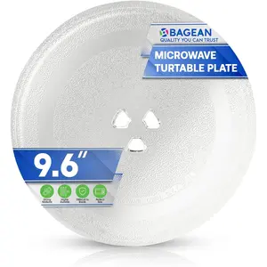 9.6 Inch (9 5/8") Small Round Microwave Glass Turntable Plate Replacement Cooking Tray Fits Many Microwave Oven Brands