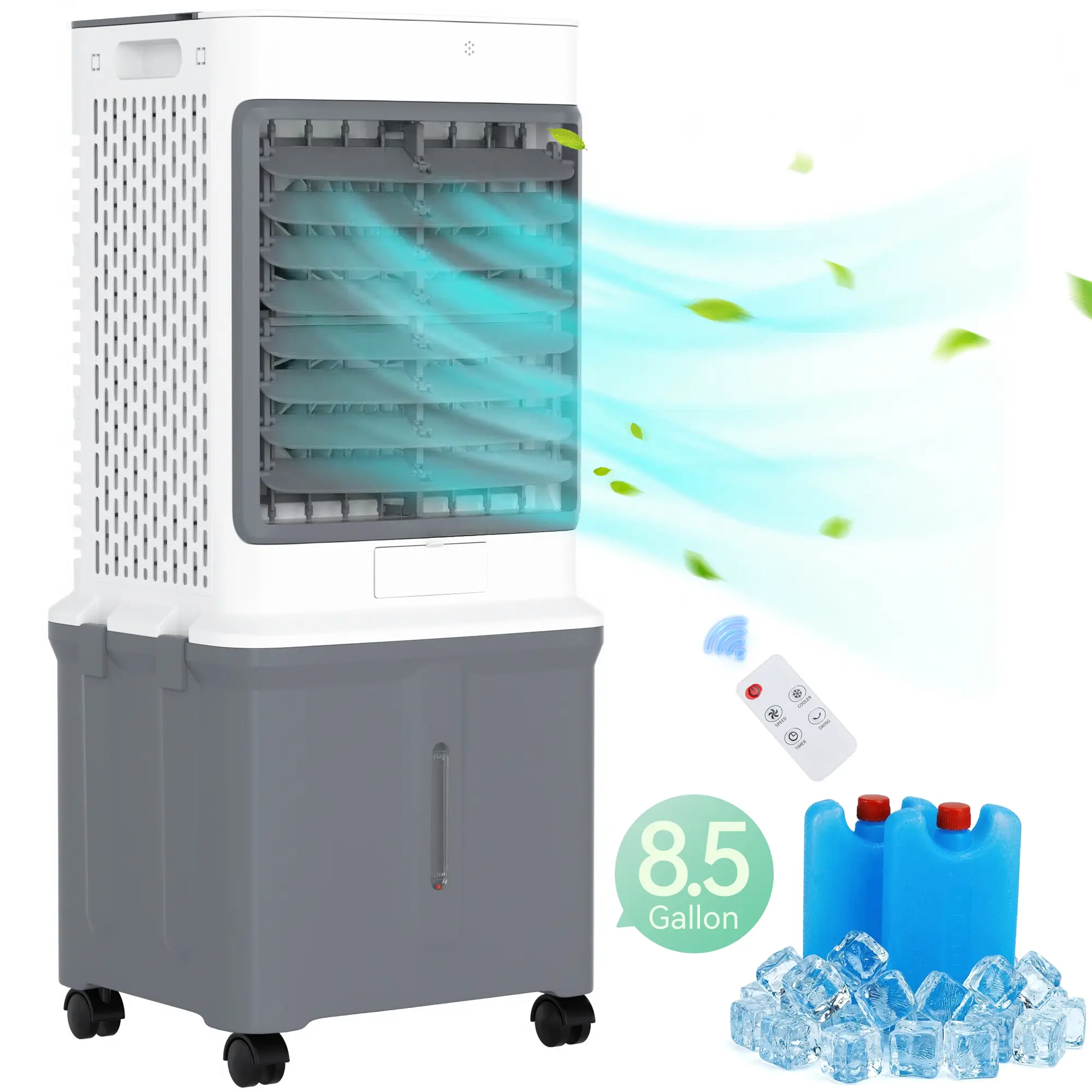 3-in-1 8.5Gal Large Evaporative Cooler – 3-in-1 Air Cooler Fan & Humidifier with Remote for Summer