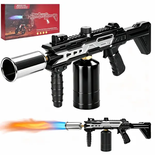 Adjustable Flame Propane Heating Blow Torch Gun, Non-Slip Grip Portable Outdoor Cooking Heating Tool for BBQ, Steak Searing, Camping Charcoal Ignition, Gas Tank Not Included