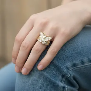 High Quality 14K Gold Filled Butterfly Ring With Zirconia Perfect for Any Occasion
