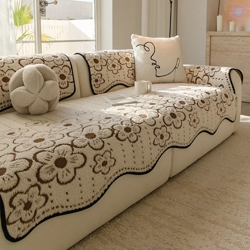 Soft Plush Sofa Cushion, Large Flower Design, Skin-Friendly, Pet Friendly, Easy to Clean, Reusable, Home Decor, Living Room, Bedroom, Outdoor, Indoor Sofa Cushions, Jacquard Couch Covers, Couch Accessories