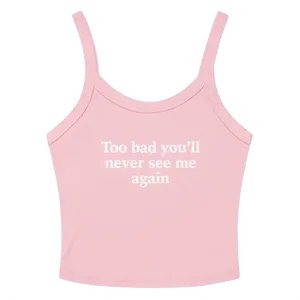 TOO BAD TANK Micro Rib Crop Top in Soft Airlume Cotton with Thick Straps & Mid-Length Cut for Women
