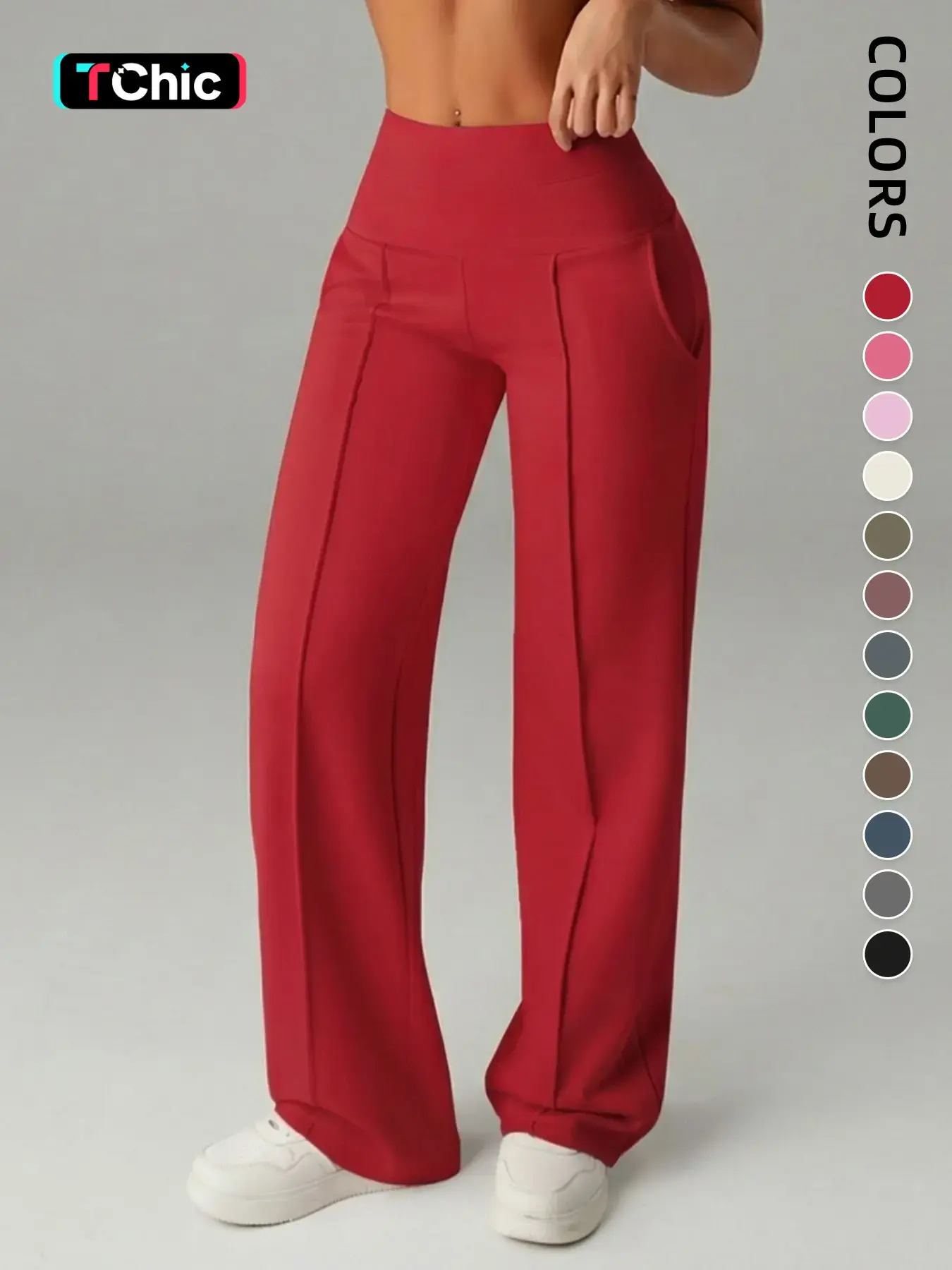 Women's Basic Loose Straight-Leg Sporty Casual Pants, Casual Loose Baggy Outdoor Trousers, Elastic High Waist Comfortable Wide-Leg Design, Casual Comfy Bottoms for Outdoor Commute & All Seasons