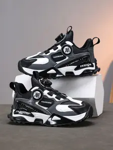 Unisex Kids Sports Shoes, PU Leather Upper, Breathable Lining, Eva Cushioning Sole, Suitable for Training Running Casual Wear