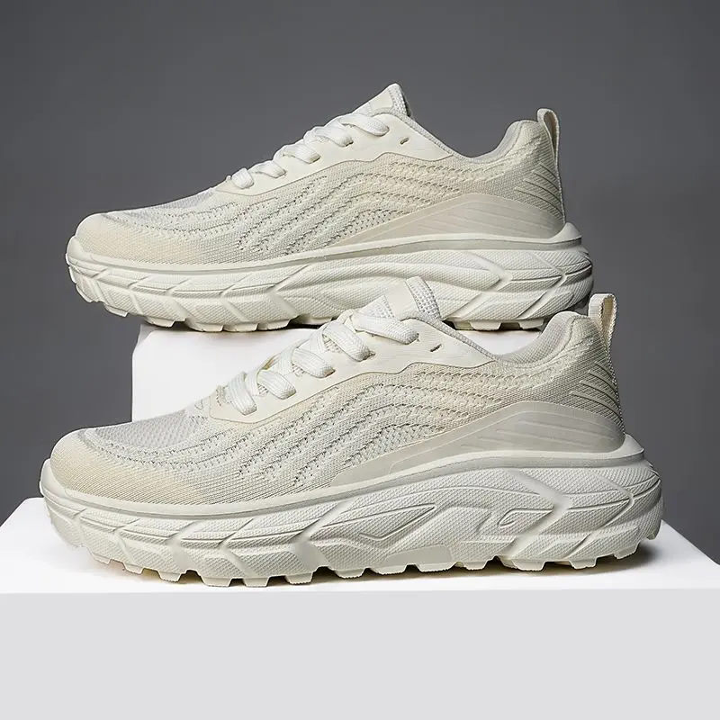Lightweight thick-soled height-increasing dad shoes, college-style fly-knit mesh breathable sports casual shoes, comfortable soft-soled men's shoes