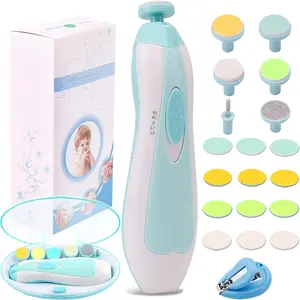 Baby Nail Trimmer Electric Nail File Baby Nail Clippers, Safe Nail Filer Grinder Kit  Newborn Infant Toddler Kids or Adults Toes Fingernails Care Trim Polish, with Led Light and 10 Grinding Heads