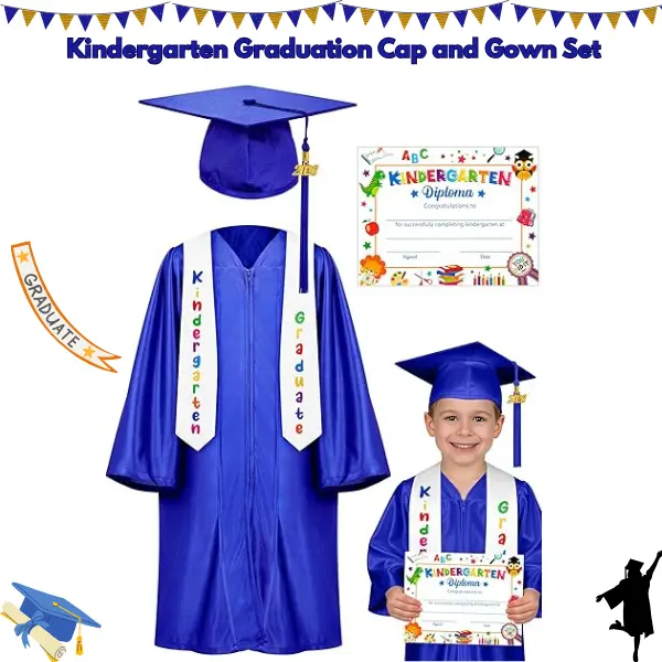 2026 Kindergarten Graduation Cap and Gown Set – Kids Graduation Outfit with Tassel & Diploma Certificate, Preschool Grad Ceremony, Perfect Graduation Gift