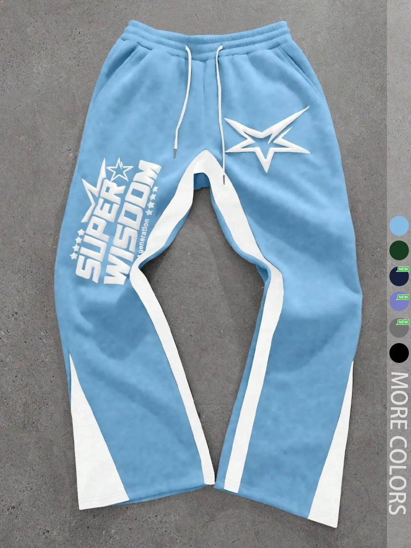 Unisex Street Style Letter, Star & Patchwork Print Athletic Pants, Casual Sport Pants, Casual Sporty Pants, Casual Sports Bottoms, Fitted Fabric, All Seasons Wear, Perfect for Y2K Fashion & Casual, Streetwear