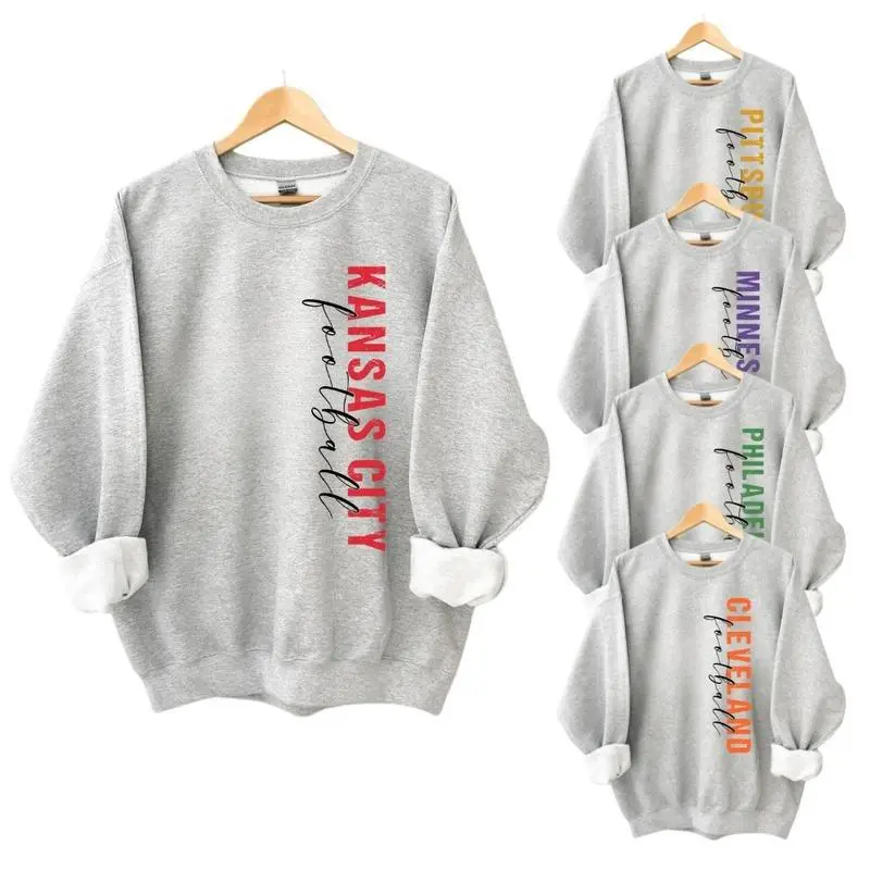 Vintage City Football Sweatshirt – Ash Color – Retro Game Day Graphic Crewneck, Classic Throwback Style Pullover for Football Fans, Unisex Cozy Cotton Top - AG