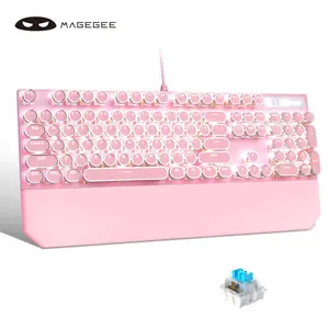 MageGee Full Size mechanical keyboard MK-Storm Punk Style with Wrist Pad , 104 Keys Retro Typewritter style