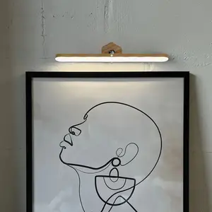 360° Rotating Magnetic LED Picture Light with Human Sensor, Adjustable Color Temperature, Touch Control, USB Charging, Wooden Appearance, Picture Frame Light, Art Frame Lighting