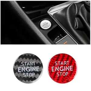 Carbon Fiber Engine Start Stop Button Sticker, Decorative Overlay for Volkswagen VW