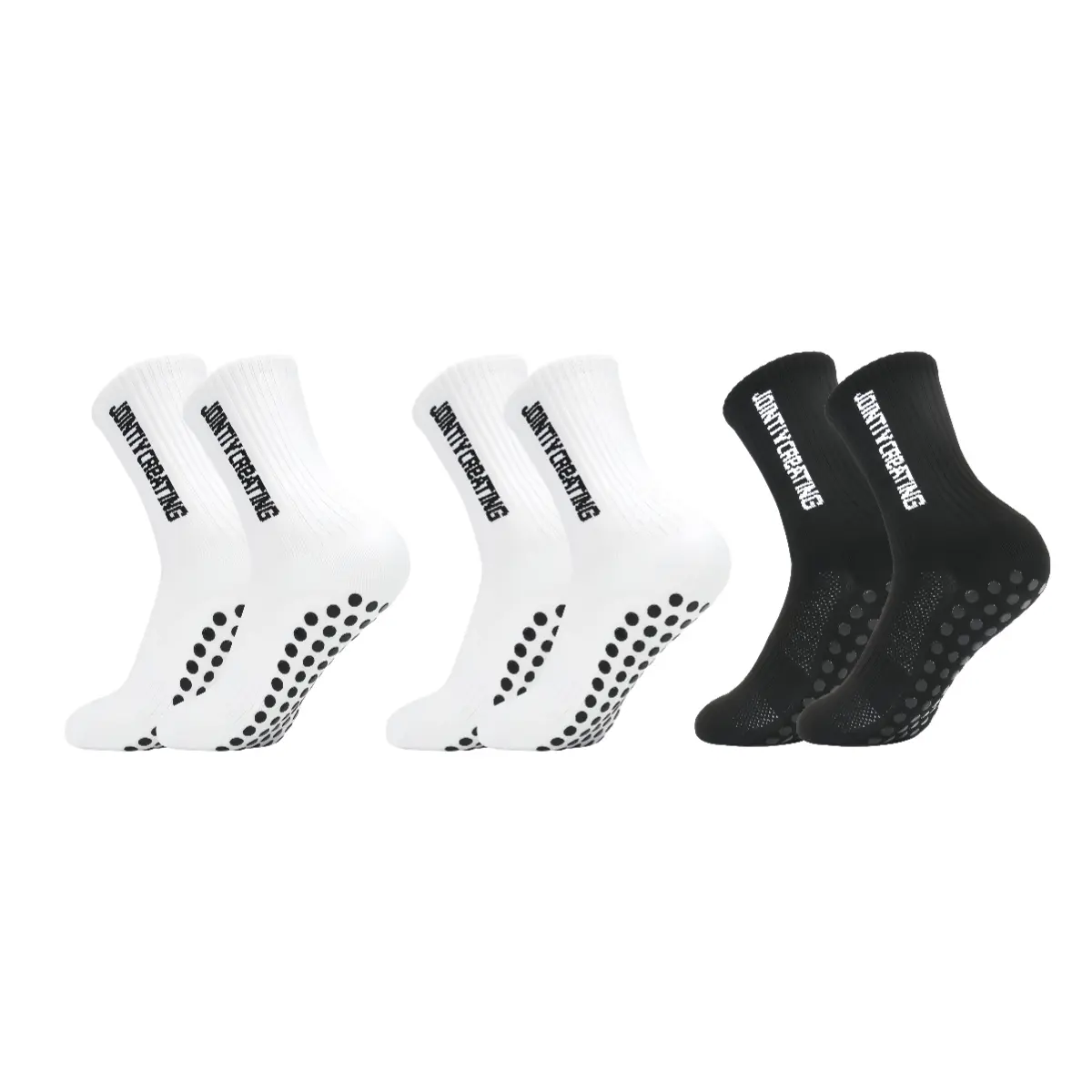 JointlyCreating 3/6/10 Pairs Non-Slip Mid-Calf Athletic Socks, Silicone Grip Sports Socks with Breathable Mesh, Stretch Ribbed Socks for Soccer, Basketball, Cycling & Hiking