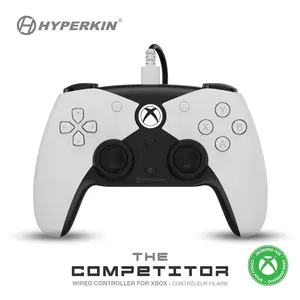 Hyperkin The Competitor Wired Controller for Xbox Series X|S, Xbox One & PC with Hall Effect Joysticks & Impulse Triggers; Symmetrical Layout & Precision D-Pad - White