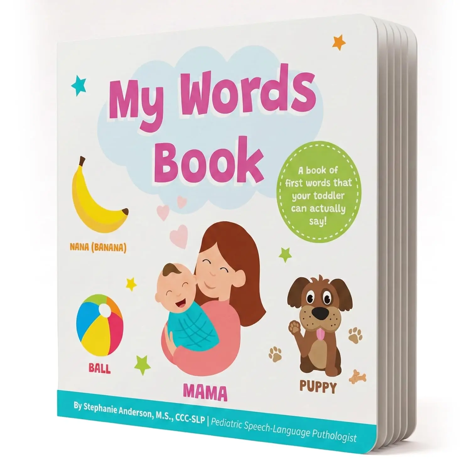 Toddler First Words Interactive Board Book - Speech Therapist-Approved Language Toy, Parents' Early Learning Vocabulary Builder for Ages 1-4, Aids in Language Development