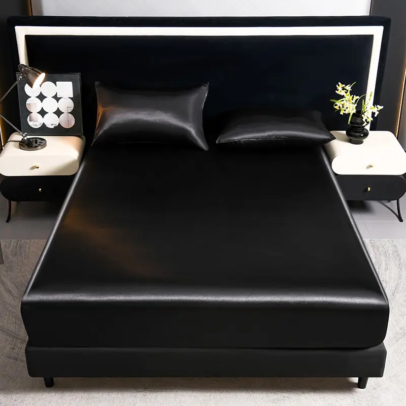2/3Pcs Silky Satin Bed Sheet Set, Bedsheet Sets, Breathable Durable Sheets, Dustproof Mattress Protector, Soft and Comfortable Fitted Sheet, Cooling & Smooth Mattress Cover, Silk-Like Bedding for Bedroom/Hotel, Multiple Sizes Available
