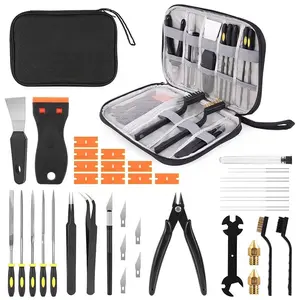 34-Piece 3D Printer Tool Kit, Includes Cleaning Pins, Nozzles, Cutting Mats, Deburring Tools, Tweezers, Pliers, Scraper, Material Scissors