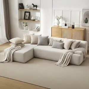 Garvee Ultimate Sink-in Comfort 108" Modular Cloud Sectional Sofa with Chaise | Fluffy Boneless Design, No Assembly Required | Upholstered l-Shaped Couch for Living Room & Bedroom, Beige