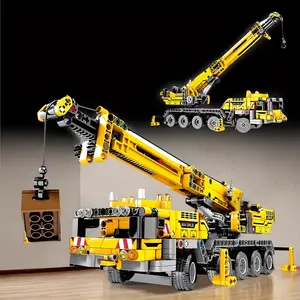 City Series Mechanical Crane Building Blocks Set, Engineering Crane Model, Moveable, Rotatable, Lifting, Perfect Gift for Collectors