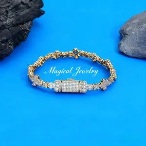 Cross ice tennis bracelet, hip-hop, men's and women's fashion, personality, niche jewelry10mm