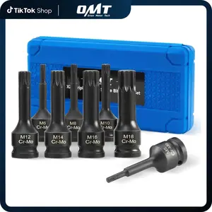 Orion Motor Tech Torx Bit/ Hex Allen/ XZN Triple Square Spline Bit Socket Set, 8pc 1/2" Drive Impact Triple Square Bit Socket Set with Metric M5 M6 M8 M10 M12 M14 M16 M18 Sockets,Cr-Mo Steel Triple Square Sockets with Case