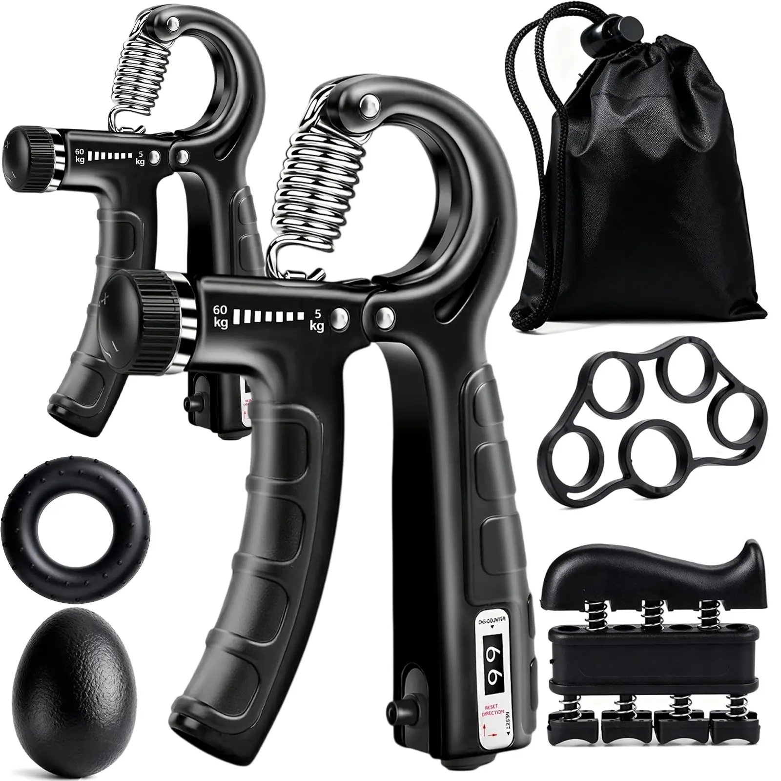 Unisex 2-Pack Multi-Function Professional Hand Grip Exerciser Kit - Adjustable Athlete-Grade Gripper, Finger Exerciser, Stress Ball for Grip Training, Finger Fit, Forearm Fitness, Athlete Gift, 5-In-1 Functionality, Enhances Forearm Veins, Improves Grip S