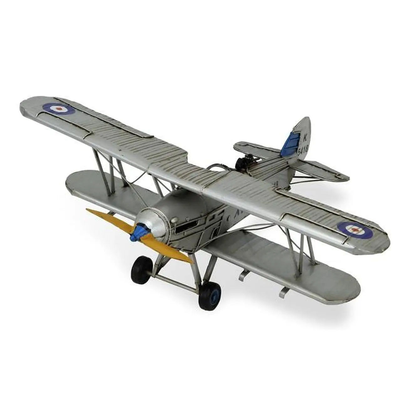 Cheungs JA-0277 Antique Metal British Hawker Hind Bi-Plane Desk Ornament, 5" h x 12" w x 14" d Aviation Decor, Tabletop Display Home Statue Figurine, Ideal Gift for Home Supplies Enthusiasts