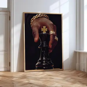 Minimalist Artistic Black Chess King Wall Art Poster, Glossy Black Man Photo Print, 8x12 in (20cm x 30cm), Unframed Collectible, Ideal Gift for Indoor Decoration