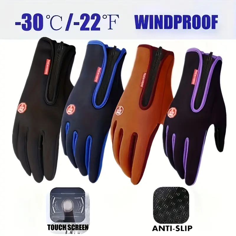 [-30°C Thermal Cycling Gloves] Waterproof Winter Gloves, Touch Screen Thermal Anti-Slip Knit Polyester Cycling Gloves, Windproof for Outdoor Sports, Motorcycle Riding, Warm -30°C/-22°F