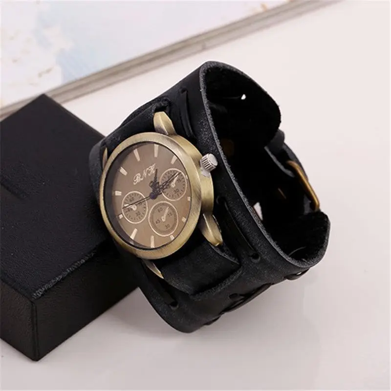 Men's Punk Fashion Watch - 46mm Round Face, Pointer Display, World Time, Antique, Masculine, Retro-Inspired Round Quartz Watch, Antique Quartz Watches, Masculine Quartz Watches