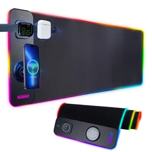 RGB Gaming Mouse Pad with Simultaneous Charging for Phone & iWatch,32x12InchLED Mouse Mat,Computer Keyboard Mat,15 Light Modes,Non-Slip Rubber Base