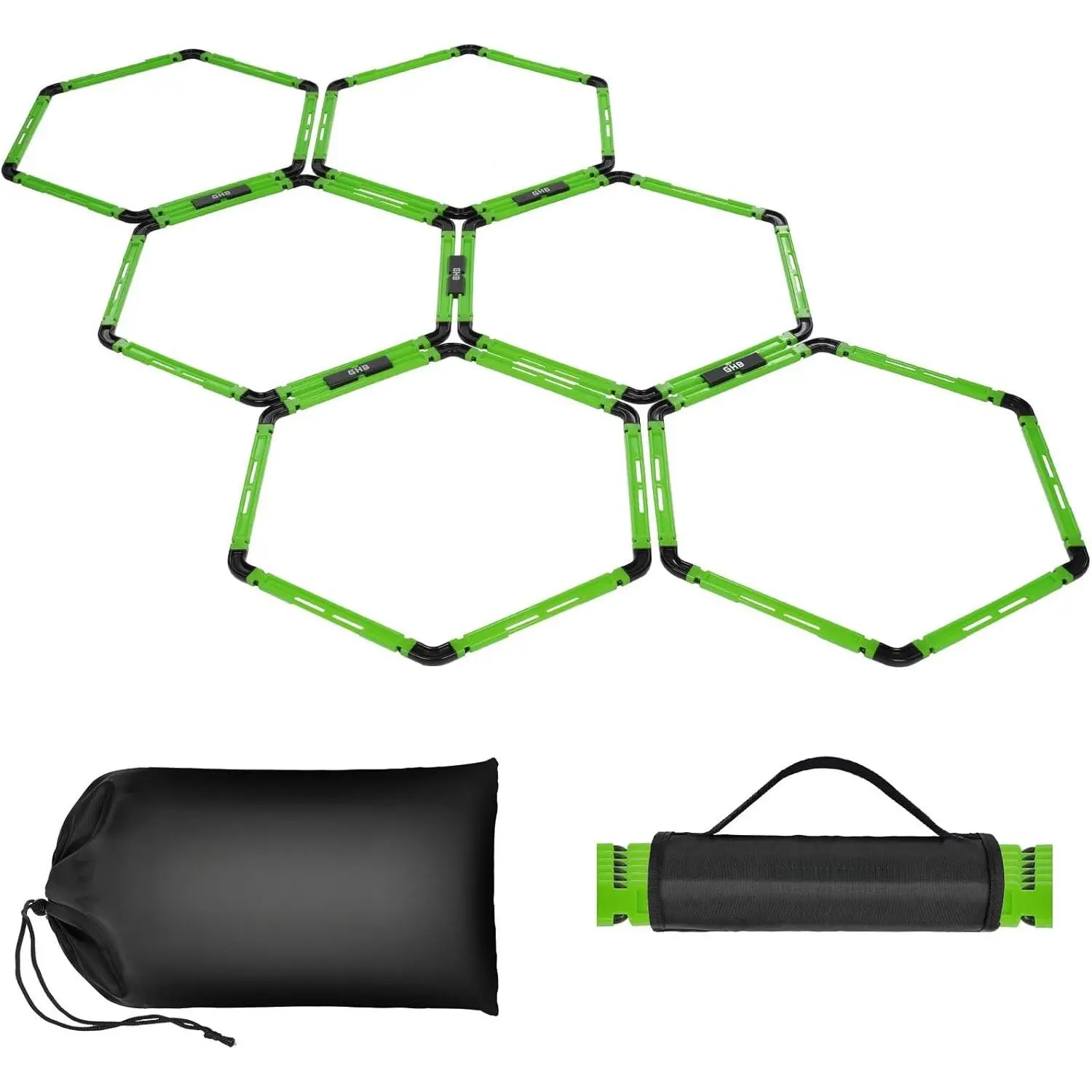 Hex Agility Rings Speed Rings with Carrying Bag 6 Set Portable Hexagon Rings, Agility Ladder for Agility Footwork