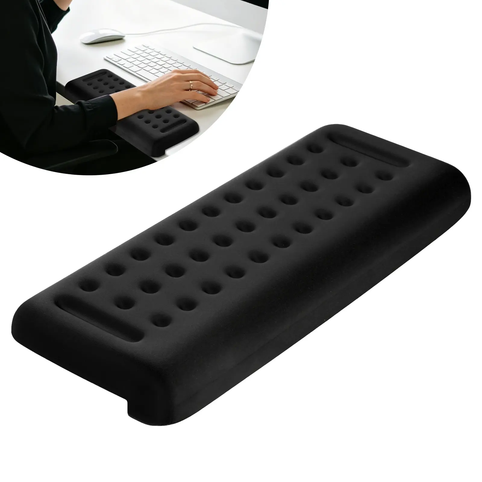 LINKSTYLE.LIFE L-Shaped Memory Foam Keyboard Wrist Rest - Ergonomic Pad, Fits Comfortably Under Keyboard, Easy Typing & Pain Relief, PC Gaming Accessory for Office Workers