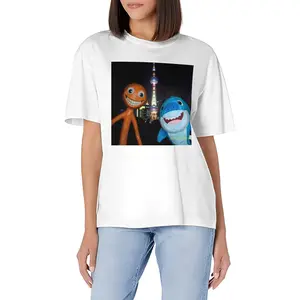 Women's 180g Cotton Fabric Short-Sleeve Graphic T-Shirt - Funny Meme Print, Shanghai Oriental Pearl, Streetwear Everyday Casual Tops