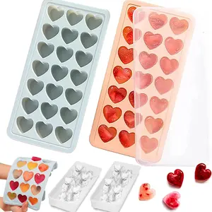 Heart-Shaped Ice Cube Tray Set, Silicone Lid, Non-Toxic Ice Maker, Cute Design, Easy Release, Home Use, Dishwasher Safe, Mini Heart Ice Molds