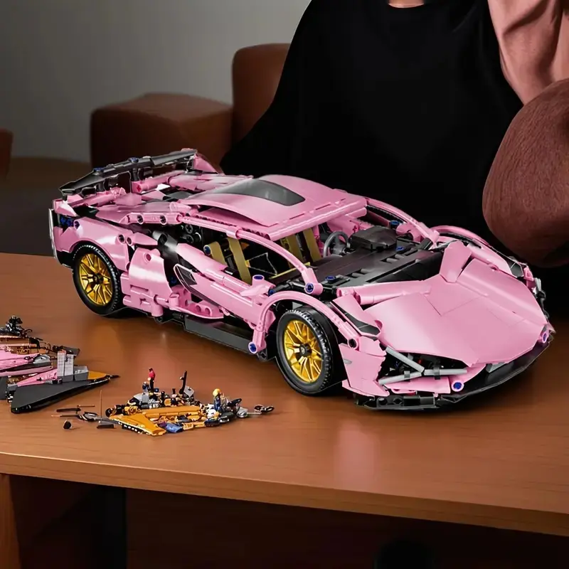 1:14 Scale Vehicle Building Blocks Car Model, Abs Material, Easy Assembly, Perfect Gift for Halloween, Christmas, Thanksgiving, New Year, Interlocking Building Block, Diy Building Model