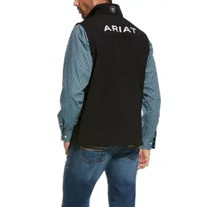 Ariat Men’s logo 2.0 soft shell sleeveless shirt black fitted, plaid Design, suitable for summer style 10028321