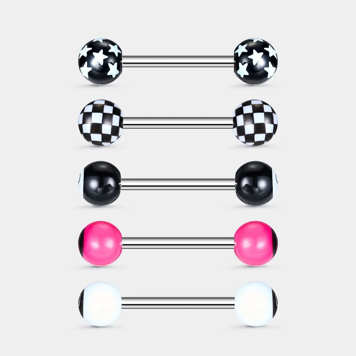 Oufer 16G 5pcs Pack Black 8 Tongue Piercing