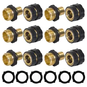 PUKEGM 6 Set Quick Connect Hose Fittings for Garden Hose Quick Connector with Gasket,3/4 Inch GHT Male and Female Attachment Quick Release Water Hose Adapter