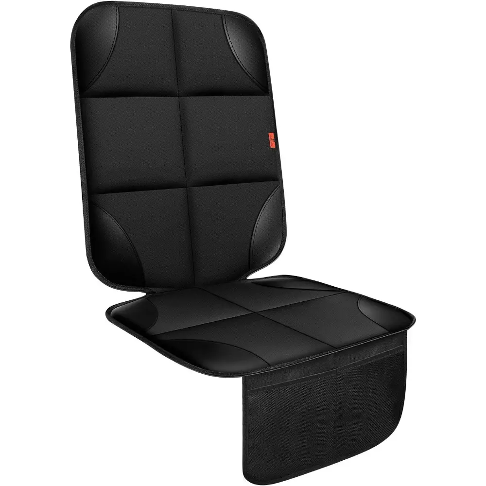 Car Seat Protector 1 Pack Car Seat Cushion Mat Thickest Padding,Waterproof 600D Fabric Car Seat Covers With Non-Slip Backing Mesh Pockets For Baby,Pet (Black, 1 Pack)