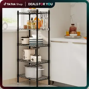 dealsforyoudays Shelf 5 Wier Metal Storage Rack Shelving Unit Organizer for Kitchen Laundry Garage Bathroom Pantry Closet Office
