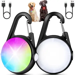Dog Lights for Night Walking, 2 Pack 4 RGB Modes Dog Collar Light, Rechargeable Dog Walking Light for Nighttime Clip On(Black)