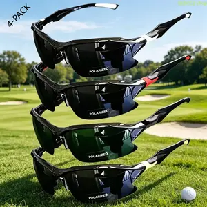 4 Pack Polarized Sports Sunglasses Rimless Lightweight UV Shades Trendy Square Cat Eye Oversized Eyewear Windproof Outdoor Glasses for Men Women Driving Fishing Baseball Use Casual Daily Wear Practical Adult Gifts