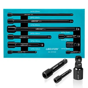 LIBRATON 9Pcs Wobble Socket Extensions Set, Ratchet Extensions 1/ 4" 3/ 8" 1/ 2", Wobble Extensions, Drive Socket Extension-2024