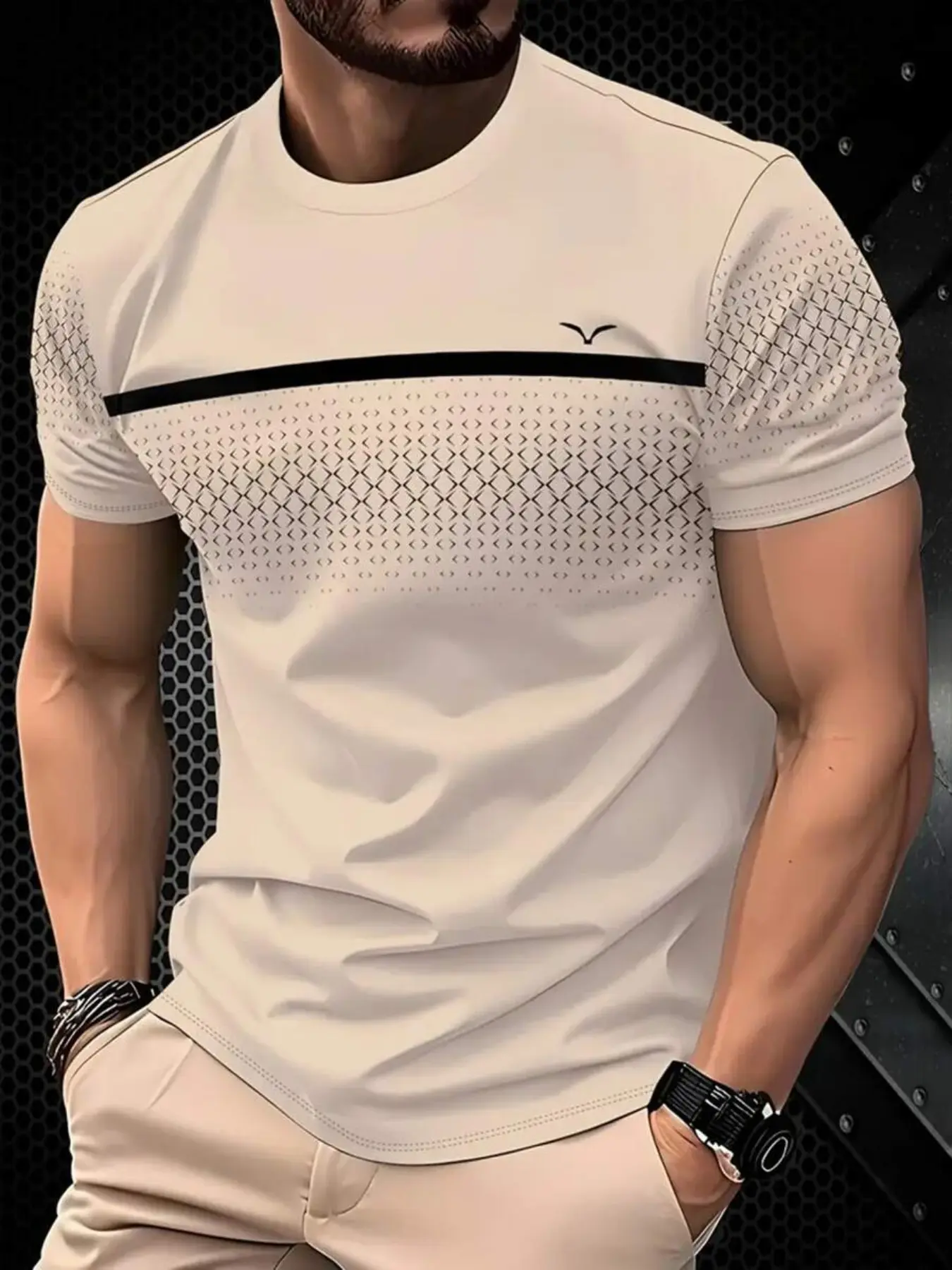Men's Fashion Polyester T-Shirt, Comfortable Fit, Athletic Fit, Round Neck, Casual Wear for Travel, Outdoor Sports, Daily Use, Active Lifestyle Apparel, Athletic Fashion Activewear, Athletic Top, Athletic Tee