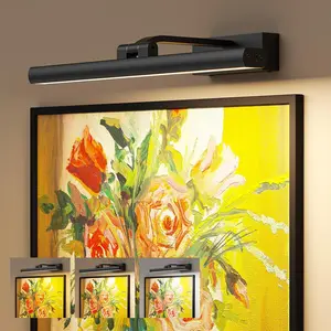 Wireless Picture Lights for Wall, Battery Operated Rechargeable CCT Rotatable 16in Art Gallery Light with Remote Dimmable Timer for Painting Artwork Frame Display Dartboard
