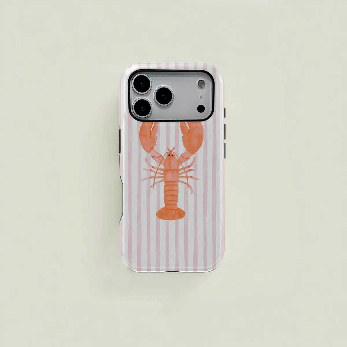1 pc Watercolor lobster stripes double layer protective case solid 2 in 1 protective case for iPhone 17 16 15 Pro 14 13 12 11 Pro Max 14 Plus 15 Plus 16Plus 17Plus Samsung Galaxy S25 S24 S23 Ultra series protective case couple mobile phone case boyfriend