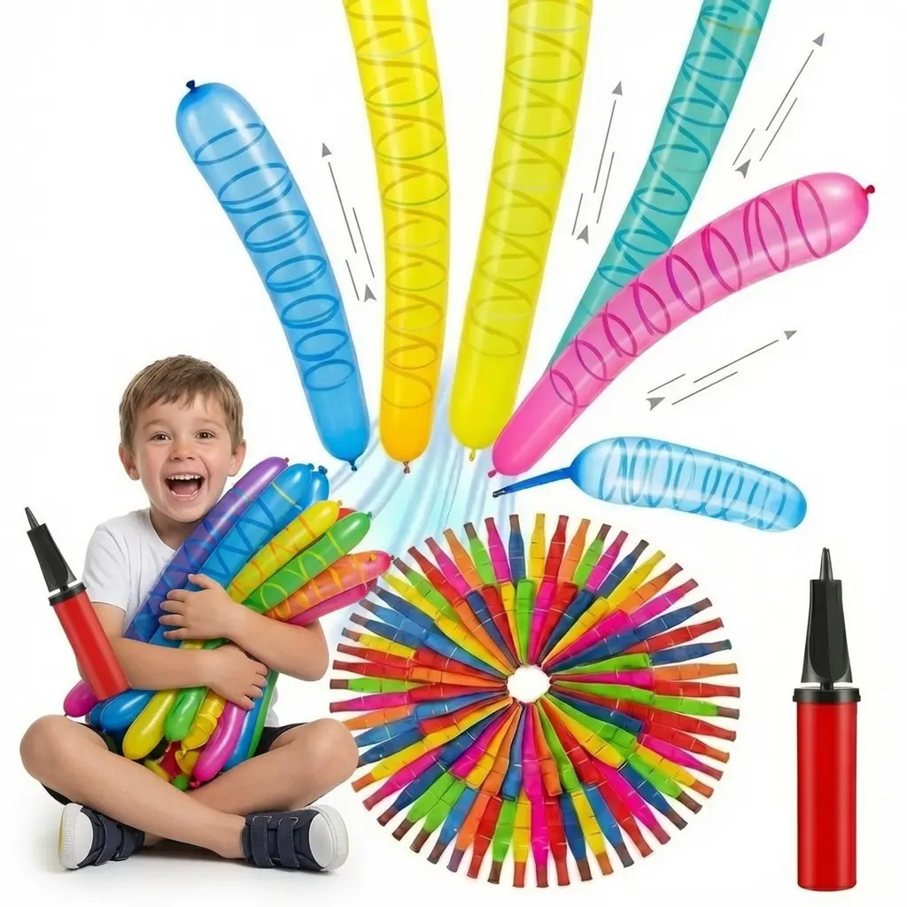 50/100-Pack Rocket Balloon Set - Festive & Party Supplies with Aerodynamic Tip, Easy-Filling Pump, Reusable No-Refill Design, Balloon Decor for Kid Stuff for Boys, Baby Shower, Birthday